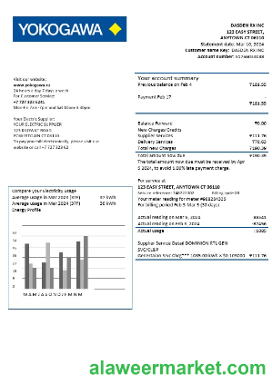Kazakhstan Yokogawa Electric Kazakhstan business utility bill template in Word and PDF formats